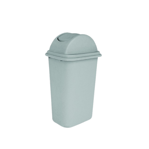 Wastebasket w/swing lid - 47L, Grey