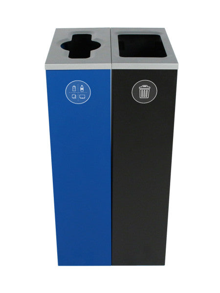 SPECTRUM Réceptacle double mixte recyclage/déchets bleu/noir 20 gallons